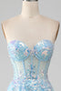 Load image into Gallery viewer, Sky Blue Sweetheart Corset Formal Dress with Sequins