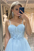 Load image into Gallery viewer, A Line Tulle Light Blue Long Corset Formal Dress