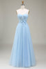 Load image into Gallery viewer, Sparkly Light Blue A-Line Tulle Prom Dress With Appliques