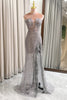 Load image into Gallery viewer, Glitter Grey Mermaid Long Corset Prom Dress With Slit