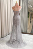 Load image into Gallery viewer, Glitter Grey Mermaid Long Corset Prom Dress With Slit