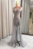 Load image into Gallery viewer, Glitter Grey Mermaid Long Corset Prom Dress With Slit