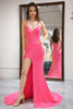 Load image into Gallery viewer, Sparkly Pink Mermaid Long Formal Dress With Slit