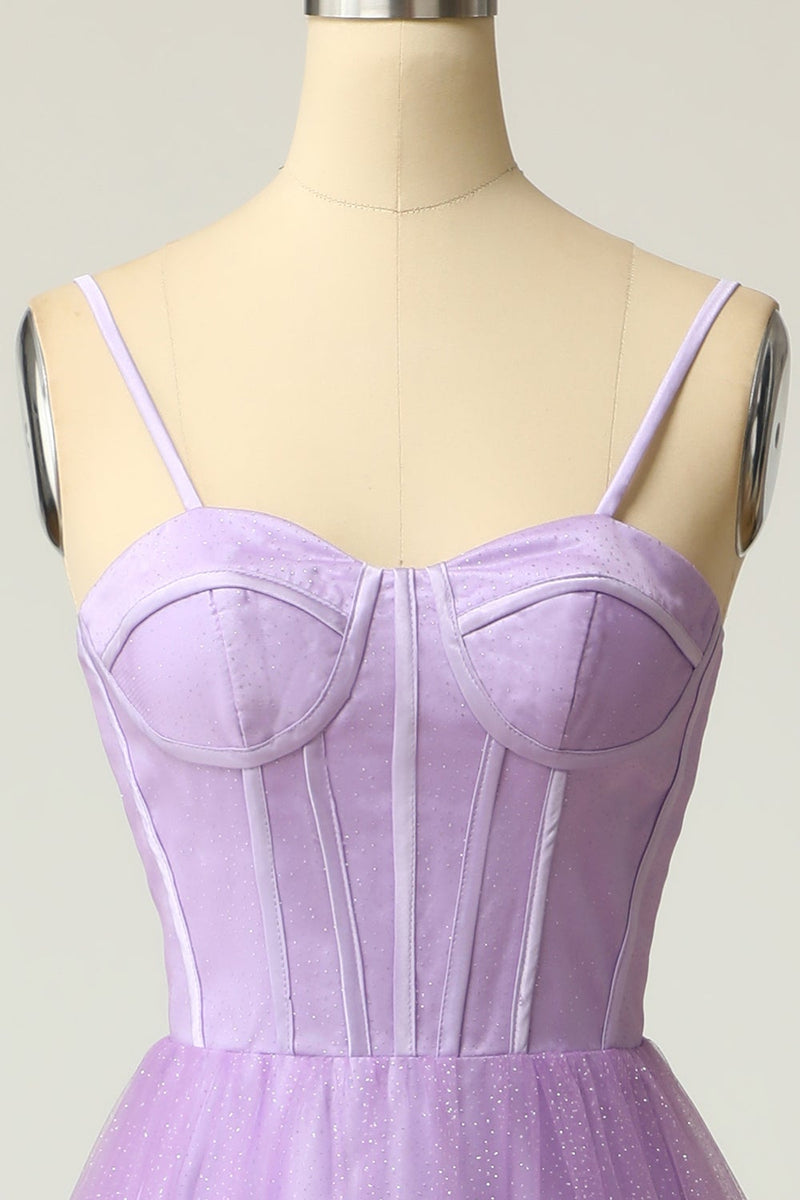 Load image into Gallery viewer, A Line Spaghetti Straps Light Purple Long Formal Dress