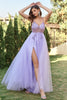 Load image into Gallery viewer, Lavender Tulle A-line Formal Dress with Beading