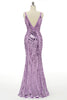 Load image into Gallery viewer, Sparkly Purple Sequins Backless Long Formal Dress