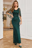 Load image into Gallery viewer, Dark Green Long Formal Dress with Beading