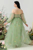 Load image into Gallery viewer, A Line Off the Shoulder Green Plus Size Formal Dress with Embroidery