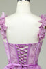 Load image into Gallery viewer, Cute A Line Sweetheart Purple Corset Short Formal Dress with Appliques