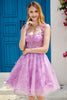 Load image into Gallery viewer, Purple A Line Corset Short Formal Dress with 3D Butterflies