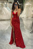 Load image into Gallery viewer, Glitter Red Mermaid Long Mirror Formal Dress With Slit