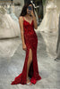 Load image into Gallery viewer, Glitter Red Mermaid Long Mirror Formal Dress With Slit