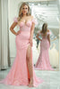 Load image into Gallery viewer, Sparkly Pink Mermaid Long Formal Corset Formal Dress With Slit