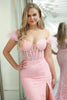 Load image into Gallery viewer, Sparkly Pink Mermaid Long Formal Corset Formal Dress With Slit