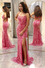 Load image into Gallery viewer, Fuchsia Mermaid Long Appliqued Formal Dress With Slit