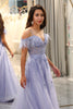 Load image into Gallery viewer, Lilac A Line Long Corset Formal Dress With Appliques