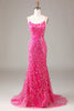 Load image into Gallery viewer, Hot Pink Sequins Mermaid Formal Dress with Beading