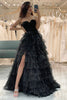 Load image into Gallery viewer, Glitter Black Long Corset Tiered Formal Dress With Slit