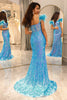 Load image into Gallery viewer, Glitter Light Blue Mermaid Long Feathered Formal Dress