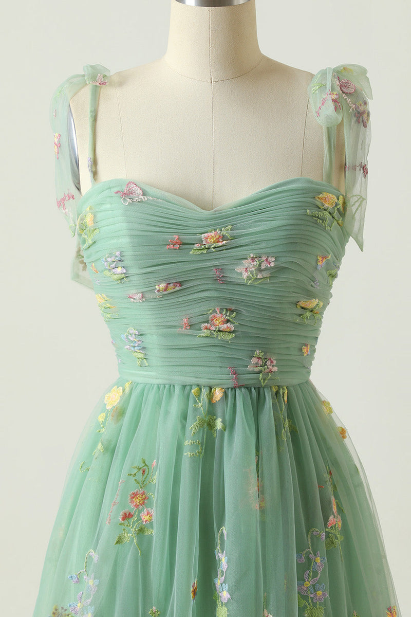 Load image into Gallery viewer, Green Long Formal Dress With Embroidery