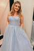 Load image into Gallery viewer, A Line Spaghetti Straps Sky Blue Long Formal Dress