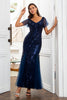 Load image into Gallery viewer, Navy Blue Sequins Mermaid Mother of the Bride Dress