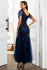 Load image into Gallery viewer, Navy Blue Sequins Mermaid Mother of the Bride Dress