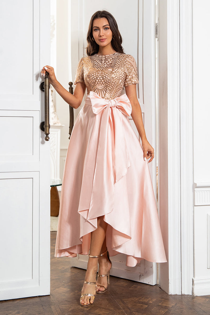 Load image into Gallery viewer, Blush Mother of the Bride Dress with Sequins