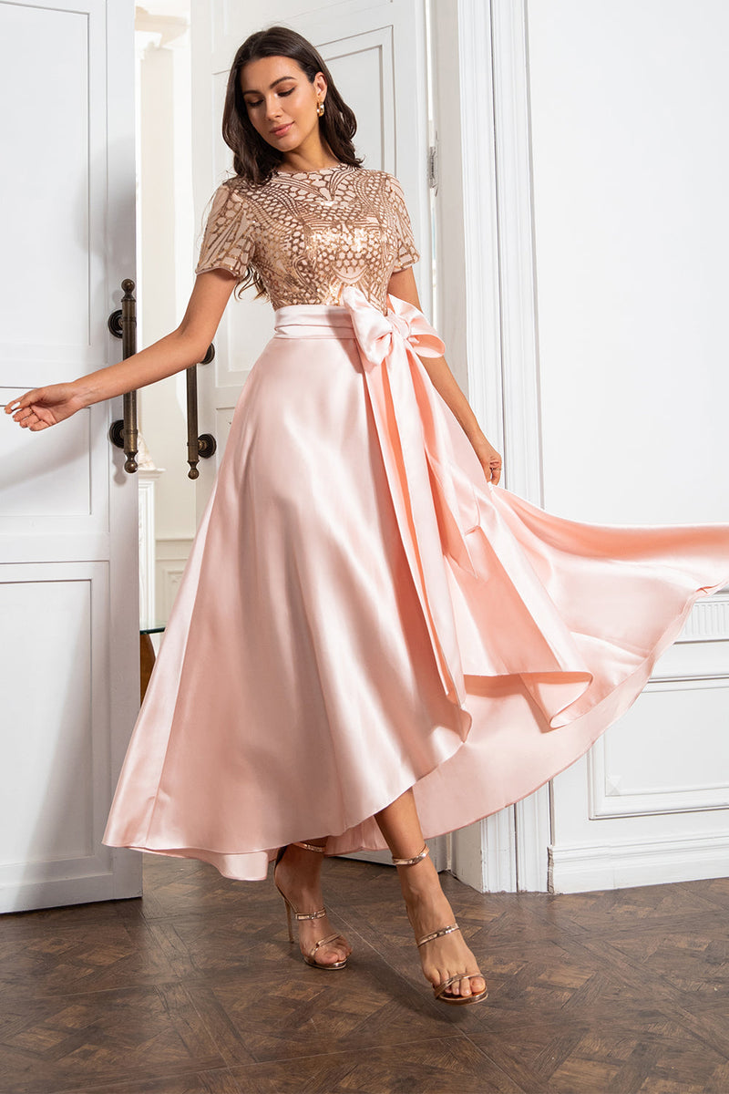 Load image into Gallery viewer, Blush Mother of the Bride Dress with Sequins