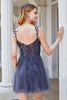 Load image into Gallery viewer, A Line Spaghetti Straps Grey Short Formal Dress with Appliques