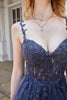 Load image into Gallery viewer, A Line Spaghetti Straps Grey Short Formal Dress with Appliques