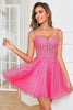 Load image into Gallery viewer, Stylish A Line Spaghetti Straps Pink Short Formal Dress with Appliques