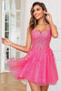 Load image into Gallery viewer, Stylish A Line Spaghetti Straps Pink Short Formal Dress with Appliques