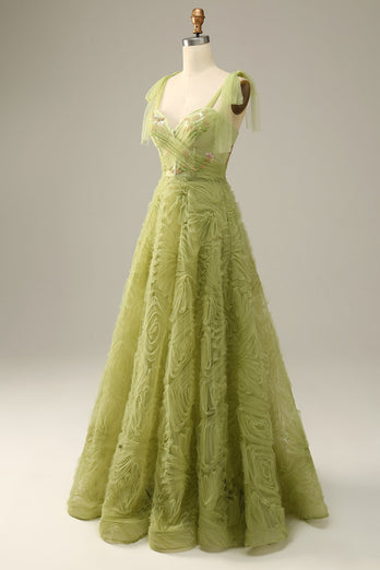 Light Green A-Line Formal Dress With Embroidery