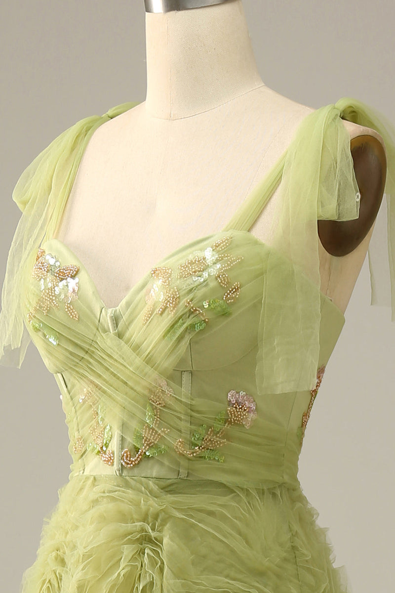 Load image into Gallery viewer, Light Green A-Line Formal Dress With Embroidery