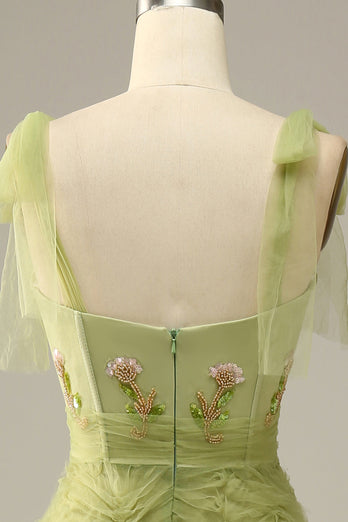 Light Green A-Line Formal Dress With Embroidery