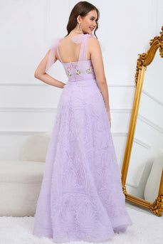 Purple A-Line Formal Dress With Embroidery