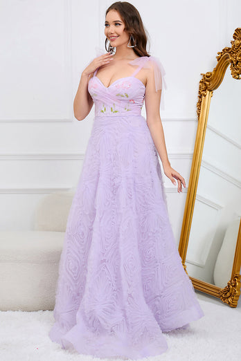 Purple A-Line Formal Dress With Embroidery