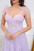 Load image into Gallery viewer, Purple A-Line Formal Dress With Embroidery