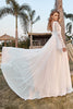 Load image into Gallery viewer, Ivory Lace Chiffon Trumpet Sleeve Boho Wedding Dress