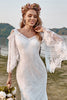 Load image into Gallery viewer, Ivory Lace Cold Shoulder Mermaid Cape Sleeve Boho Wedding Dress