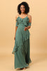 Load image into Gallery viewer, Eucalyptus Spaghetti Straps Long Bridesmaid Dress with Ruffles