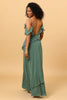 Load image into Gallery viewer, Eucalyptus Spaghetti Straps Long Bridesmaid Dress with Ruffles