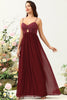 Load image into Gallery viewer, Burgundy Spaghetti Straps Lace Bridesmaid Dress with Hollow-out