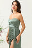 Load image into Gallery viewer, Strapless Eucalyptus Long Bridesmaid Dress with Slit