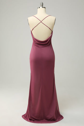 Plus Size Desert Rose Spaghetti Straps Long Formal Dress with Slit