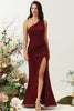 Load image into Gallery viewer, One Shoulder Desert Rose Long Bridesmaid Dress with Slit