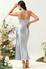 Load image into Gallery viewer, Sheath Halter Neck Silver Long Bridesmaid Dress