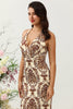 Load image into Gallery viewer, Mermaid Printed Brown Long Bridesmaid Dress