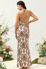 Load image into Gallery viewer, Mermaid Printed Brown Long Bridesmaid Dress